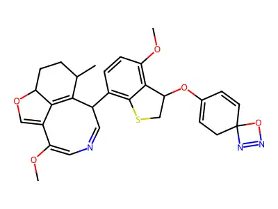 Benzo(b)thiophen-3(2H)-one, 4-methoxy-7-(10-methoxy-5-methyl-4,5,6,7-tetrahydro-3H-furo(4,3,2-fg)(3)benzazocin-6-yl)-, phenylhydrazone, 1,1-dioxide structure