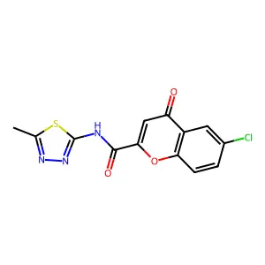 6-chloro-N-(5-methyl-1,3,4-thiadiazol-2-yl)-4-oxo-4H-chromene-2-carboxamide structure
