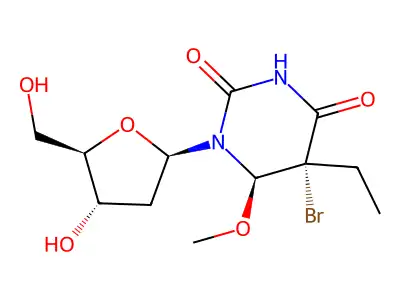 5-Bromo-5-ethyl-6-methoxy-5,6-dihydro-2'-deoxyuridine structure