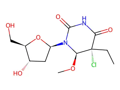 5-Chloro-5-ethyl-6-methoxy-5,6-dihydro-2'-deoxyuridine structure