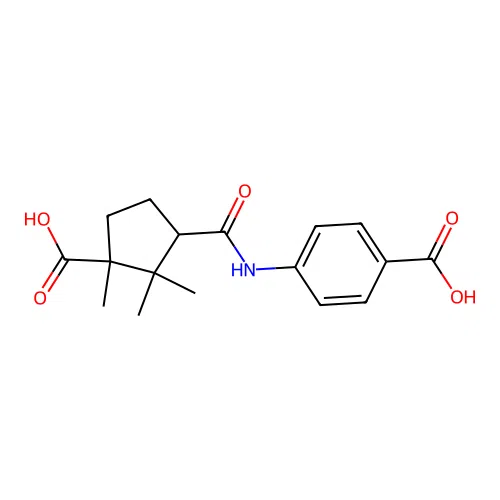 4-{[(3-Carboxy-2,2,3-trimethylcyclopentyl)carbonyl]amino}benzoic acid structure