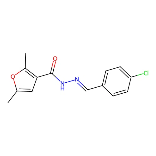 N'-[(E)-(4-chlorophenyl)methylidene]-2,5-dimethylfuran-3-carbohydrazide structure