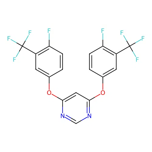 Pyrimidine, 4,6-bis[4-fluoro-3-(trifluoromethyl)phenoxy]- structure