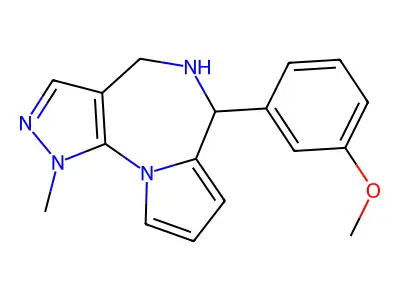 5,6-Dihydro-6-(3-methoxyphenyl)-1-methyl-1H,4H-pyrazolo(4,3-f)pyrrolo(1,2-a)(1,4)diazepine structure