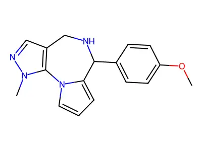 5,6-Dihydro-6-(4-methoxyphenyl)-1-methyl-1H,4H-pyrazolo(4,3-f)pyrrolo(1,2-a)(1,4)diazepine structure