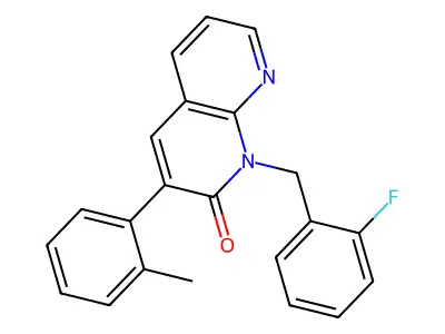 1,8-Naphthyridin-2(1H)-one, 1-((2-fluorophenyl)methyl)-3-(2-methylphenyl)- structure
