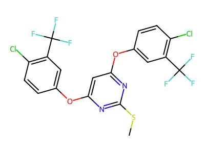 4,6-Bis[4-chloro-3-(trifluoromethyl)phenoxy]-2-(methylsulfanyl)pyrimidine structure