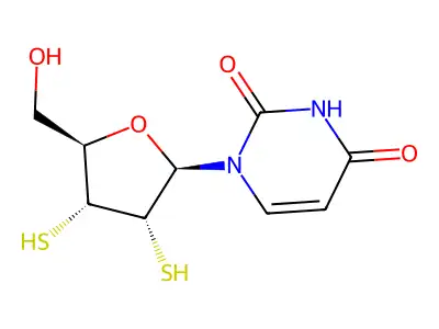 1-[5-(Hydroxymethyl)-3,4-bis(sulfanyl)oxolan-2-yl]pyrimidine-2,4-dione structure