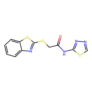 2-(1,3-benzothiazol-2-ylsulfanyl)-N-(1,3,4-thiadiazol-2-yl)acetamide structure