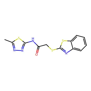 2-(1,3-benzothiazol-2-ylsulfanyl)-N-(5-methyl-1,3,4-thiadiazol-2-yl)acetamide structure