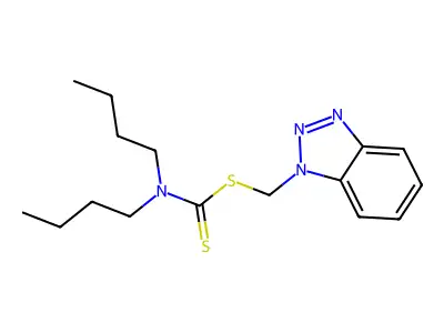 benzotriazol-1-ylmethyl N,N-dibutylcarbamodithioate structure
