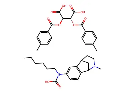 Carbamic acid, hexyl-, 2,3,4,5-tetrahydro-2-methyl-1,5-methano-1H-2-benzazepin-7-yl ester, (+-)-, (R-(R*,R*))-2,3-bis((4-methylbenzoyl)oxy)butanedioate (1:1) structure
