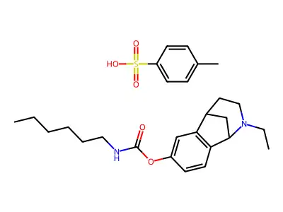 Carbamic acid, hexyl-, 2-ethyl-2,3,4,5-tetrahydro-1,5-methano-1H-2-benzazepin-7-yl ester, (+-)-, mono(4-methylbenzenesulfonate) structure