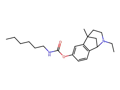 Carbamic acid, hexyl-, 2-ethyl-2,3,4,5-tetrahydro-5-methyl-1,5-methano-1H-2-benzazepin-7-yl ester, (+-)- structure