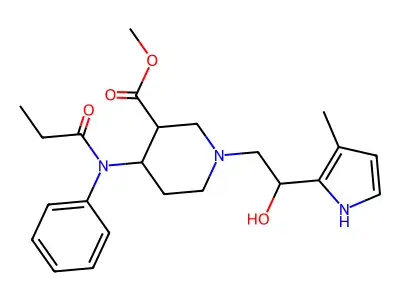 3-Piperidinecarboxylic acid, 1-(2-hydroxy-2-(3-methyl-1H-pyrrol-2-yl)ethyl)-4-((1-oxopropyl)phenylamino)-, methyl ester structure