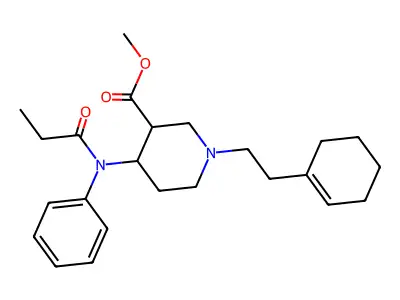 3-Piperidinecarboxylic acid, 1-(2-(1-cyclohexen-1-yl)ethyl)-4-((1-oxopropyl)phenylamino)-, methyl ester structure