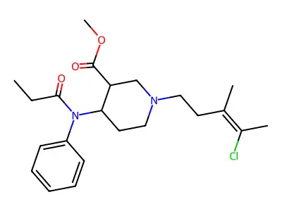 Methyl 1-(4-chloro-3-methyl-3-pentenyl)-4-((1-oxopropyl)phenylamino)-3-piperidinecarboxylate structure