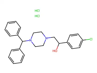 1-Piperazineethanol, alpha-(4-chlorophenyl)-4-(diphenylmethyl)-, dihydrochloride structure
