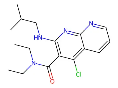 1,8-Naphthyridine-3-carboxamide, 4-chloro-N,N-diethyl-2-((2-methylpropyl)amino)- structure