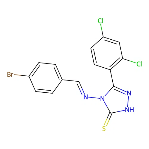 4-[(4-bromobenzylidene)amino]-5-(2,4-dichlorophenyl)-4H-1,2,4-triazole-3-thiol structure