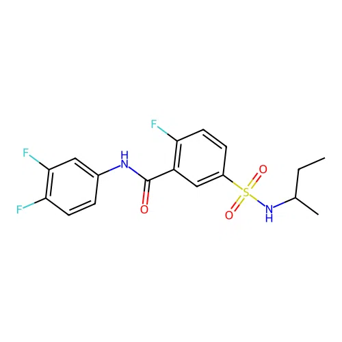 5-(butan-2-ylsulfamoyl)-N-(3,4-difluorophenyl)-2-fluorobenzamide structure