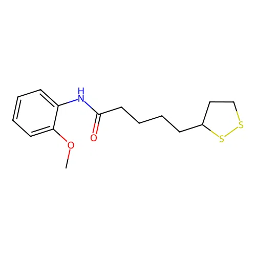 5-(1,2-dithiolan-3-yl)-N-(2-methoxyphenyl)pentanamide structure