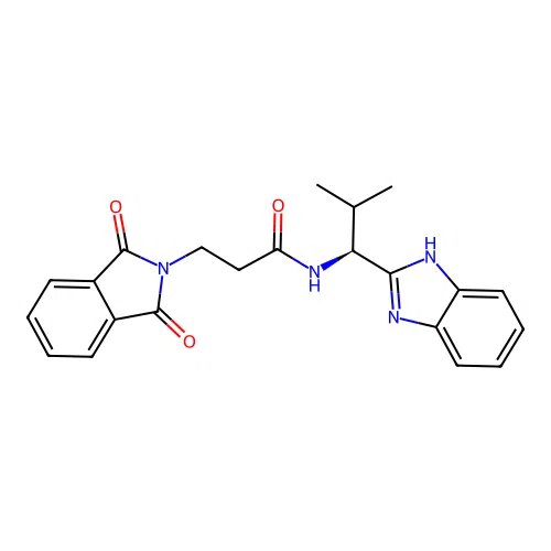 N-[(1S)-1-(1H-benzimidazol-2-yl)-2-methylpropyl]-3-(1,3-dioxoisoindol-2-yl)propanamide structure
