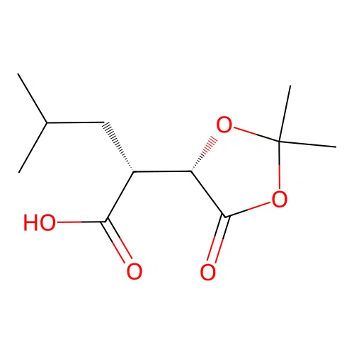 (2R)-2-[(4S)-2,2-dimethyl-5-oxo-1,3-dioxolan-4-yl]-4-methylpentanoic acid structure