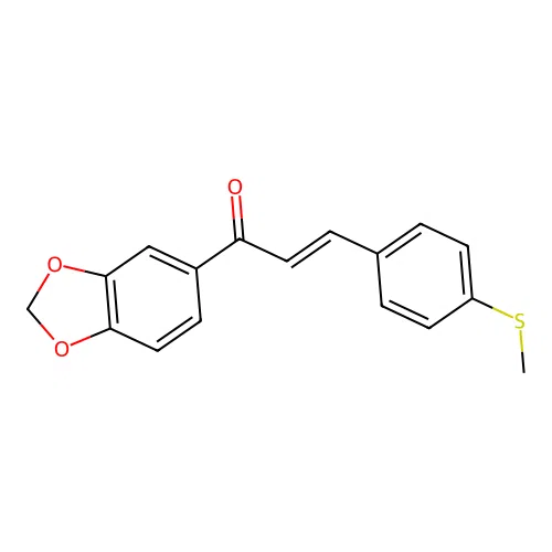 (2E)-1-(1,3-benzodioxol-5-yl)-3-[4-(methylsulfanyl)phenyl]prop-2-en-1-one structure