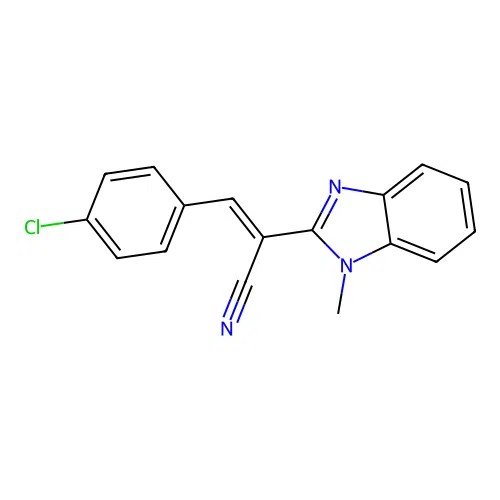 (2E)-3-(4-chlorophenyl)-2-(1-methylbenzimidazol-2-yl)prop-2-enenitrile structure