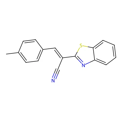 (2E)-2-(1,3-benzothiazol-2-yl)-3-(4-methylphenyl)prop-2-enenitrile structure