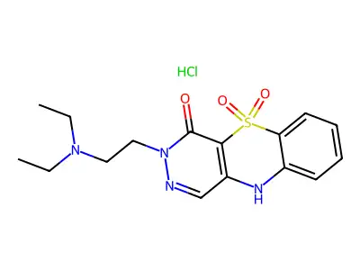 3H-Pyridazino(4,5-b)(1,4)benzothiazin-4(10H)-one, 3-(2-(diethylamino)ethyl)-, 5,5-dioxide, monohydrochloride, hydrate structure