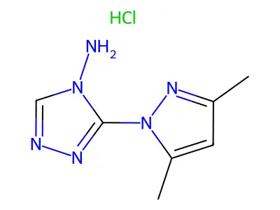 3-(3,5-dimethyl-1H-pyrazol-1-yl)-4H-1,2,4-triazol-4-amine hydrochloride structure