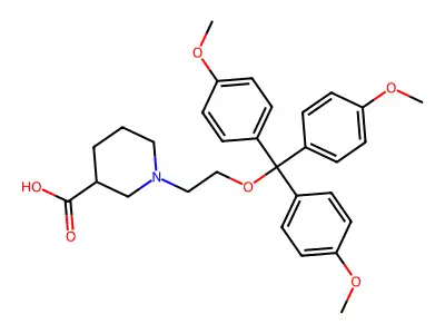 1-[2-[Tris(4-methoxyphenyl)methoxy]ethyl]piperidine-3-carboxylic acid structure
