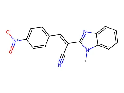 (E)-2-(1-methyl-1H-benzo[d]imidazol-2-yl)-3-(4-nitrophenyl)acrylonitrile structure