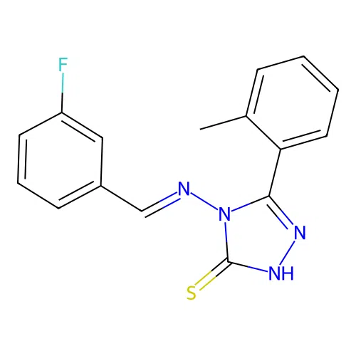 (E)-4-((3-fluorobenzylidene)amino)-5-(o-tolyl)-4H-1,2,4-triazole-3-thiol structure