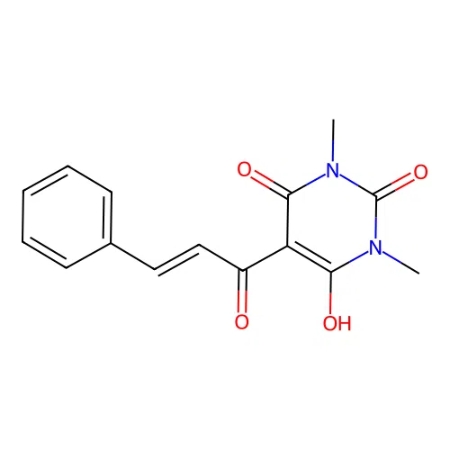 6-hydroxy-1,3-dimethyl-5-[(2E)-3-phenylprop-2-enoyl]pyrimidine-2,4(1H,3H)-dione structure