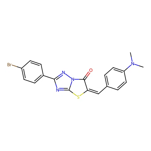 (5E)-2-(4-bromophenyl)-5-[4-(dimethylamino)benzylidene][1,3]thiazolo[3,2-b][1,2,4]triazol-6(5H)-one structure