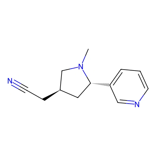 2-[(3S,5S)-1-methyl-5-pyridin-3-ylpyrrolidin-3-yl]acetonitrile structure