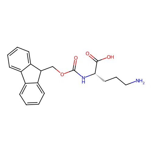 (2S)-5-amino-2-({[(9H-fluoren-9-yl)methoxy]carbonyl}amino)pentanoic acid structure
