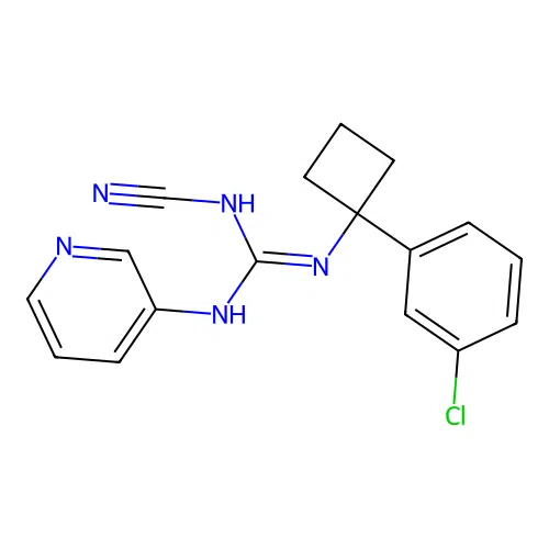 N-(1-(3-Chlorophenyl)cyclobutyl)-N''-cyano-N'-(3-pyridinyl)guanidine structure
