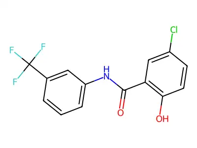5-chloro-2-hydroxy-N-(3-(trifluoromethyl)phenyl)benzamide structure