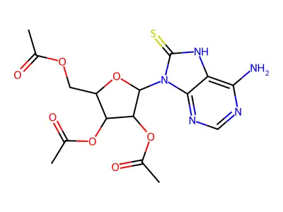6-Amino-9-(2,3,5-tri-O-acetylpentofuranosyl)-9H-purine-8-thiol structure