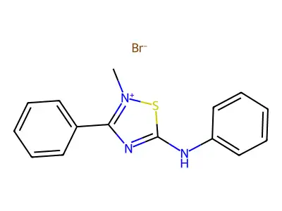 2-Methyl-3-phenyl-5-(phenylamino)-1,2,4-thiadiazol-2-ium bromide structure