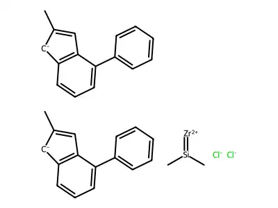 Zirconium, dichloro-[dimethylbis(2-methyl-4-phenylindenyl)silane] structure