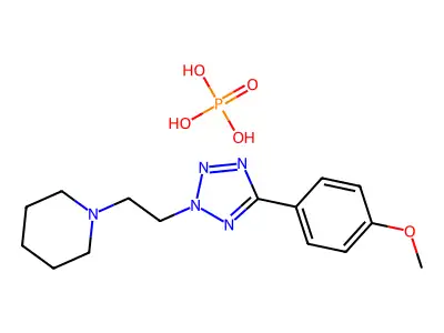 Piperidine, 1-(2-(5-(4-methoxyphenyl)-2H-tetrazol-2-yl)ethyl)-, phosphate (1:1) structure