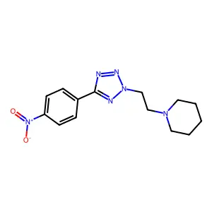 Piperidine, 1-(2-(5-(4-nitrophenyl)-2H-tetrazol-2-yl)ethyl)-, hydrate structure