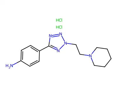 Benzenamine, 4-(2-(2-(1-piperidinyl)ethyl)-2H-tetrazol-5-yl)-, dihydrochloride structure