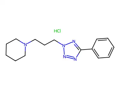 Piperidine, 1-(3-(5-phenyl-2H-tetrazol-2-yl)propyl)-, monohydrochloride structure