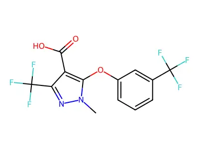 1-Methyl-3-(trifluoromethyl)-5-[3-(trifluoromethyl)phenoxy]-1H-pyrazole-4-carboxylic acid structure